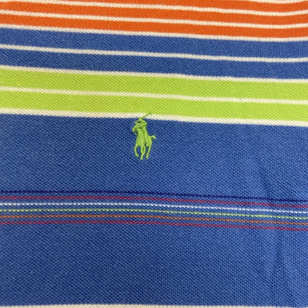 Vintage Polo Ralph Lauren Shirt Mens L Blue Bayadere Striped Cotton 90s Preppy